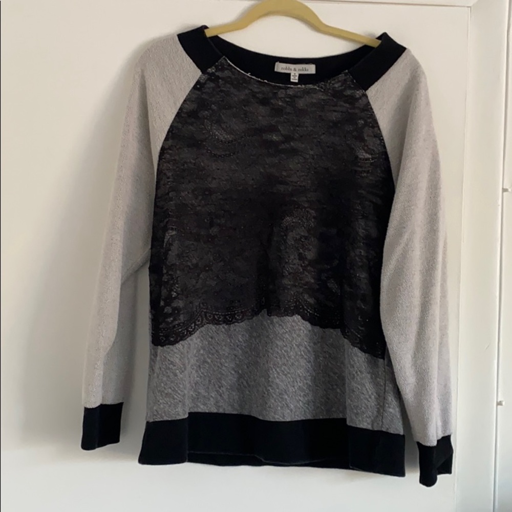 Robbi and Nikki Mixed Material Sweatshirt